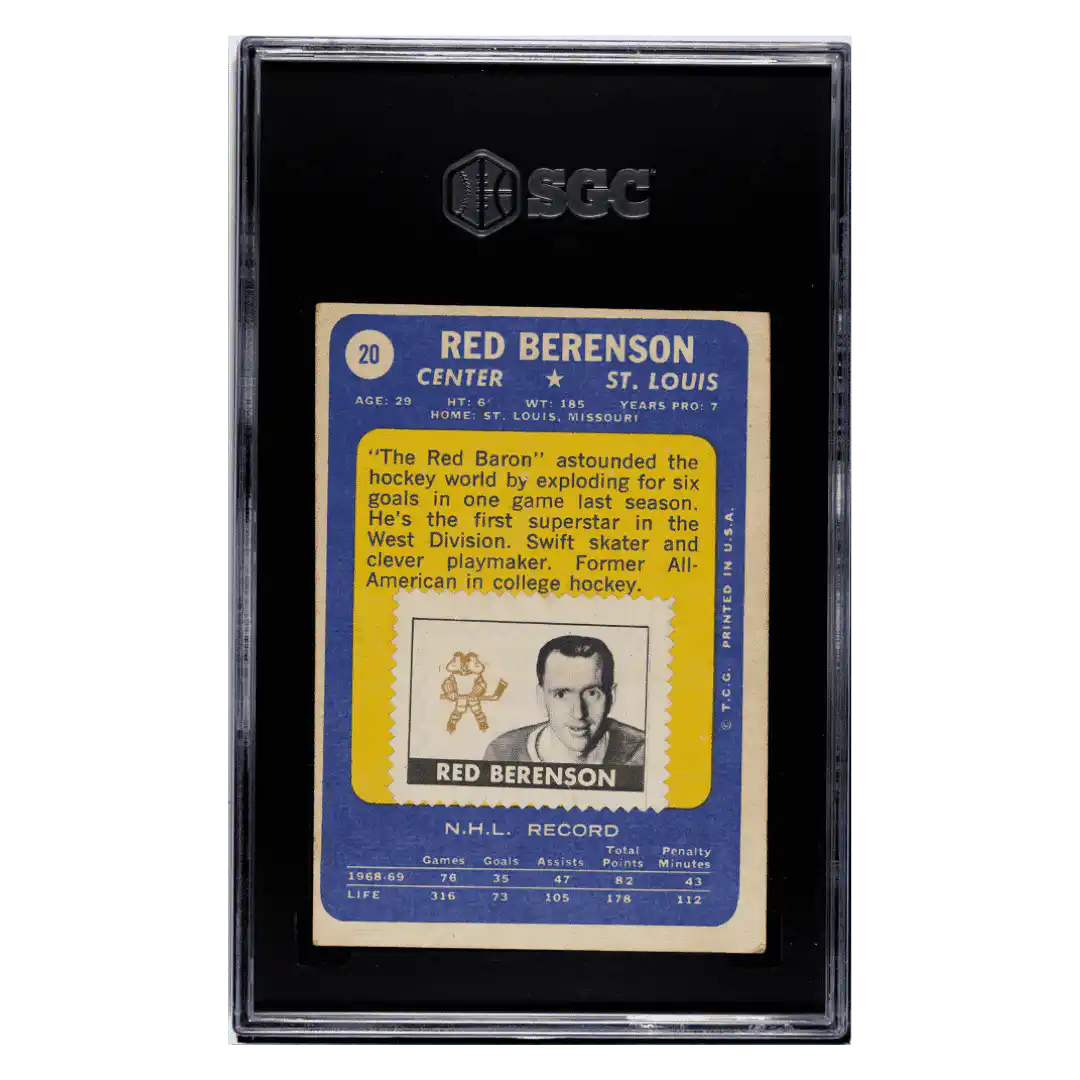 Red Berenson SGC 4 1969-70 Topps - With Stamp Card #20