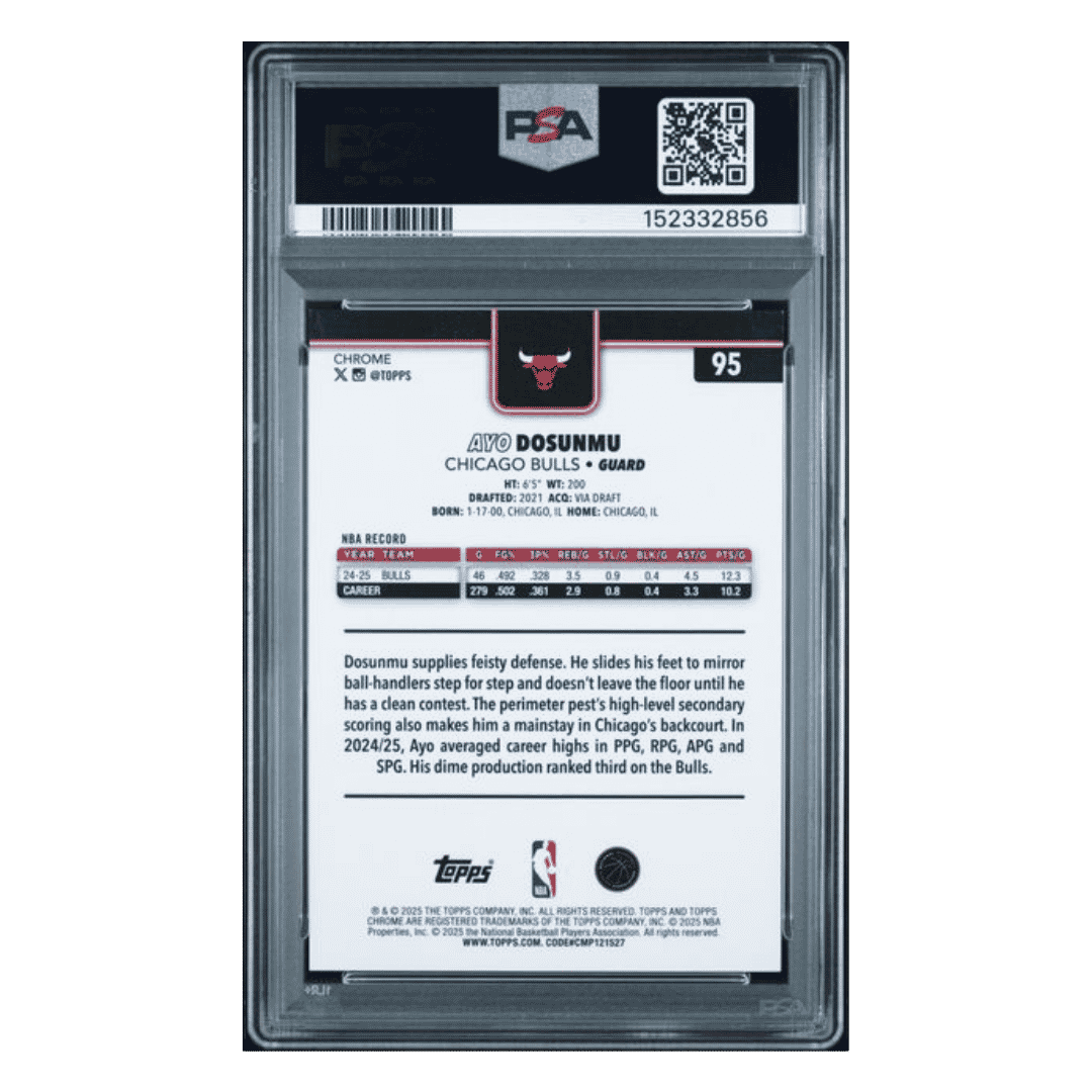 Ayo Dosunmu PSA 9 2025 Topps Sapphire Black #d/ 10 Card #95