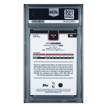 Ayo Dosunmu PSA 9 2025 Topps Sapphire Black #d/ 10 Card #95