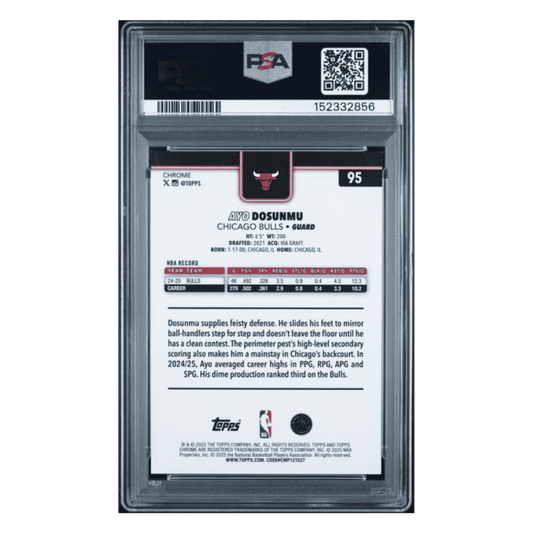 Ayo Dosunmu PSA 9 2025 Topps Sapphire Black #d/ 10 Card #95
