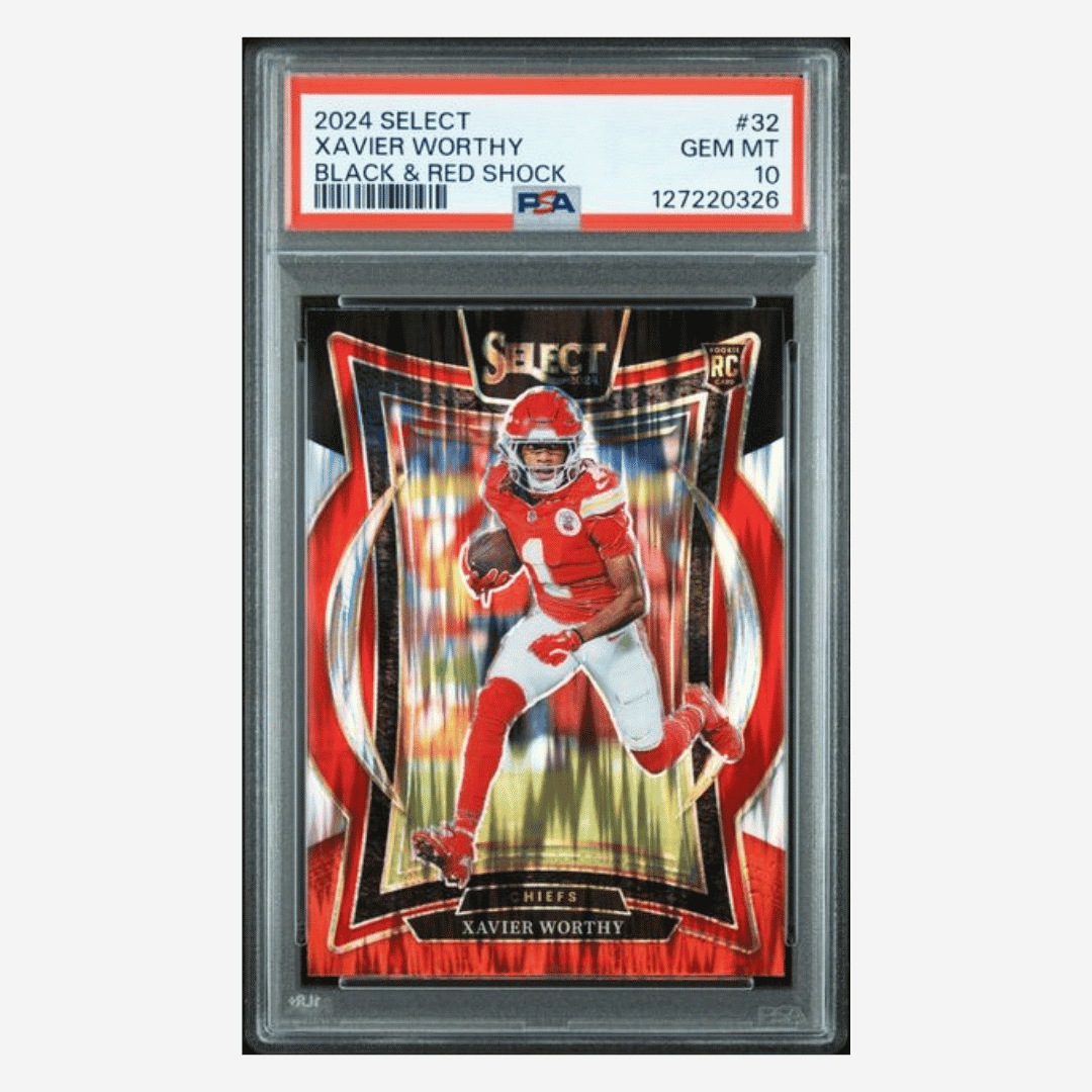 Xavier Worthy PSA 10 2024 Panini Select Black & Red Shock Rookie RC Card #32