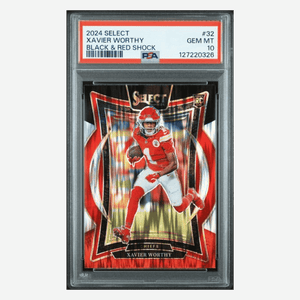 Xavier Worthy PSA 10 2024 Panini Select Black & Red Shock Rookie RC Card #32