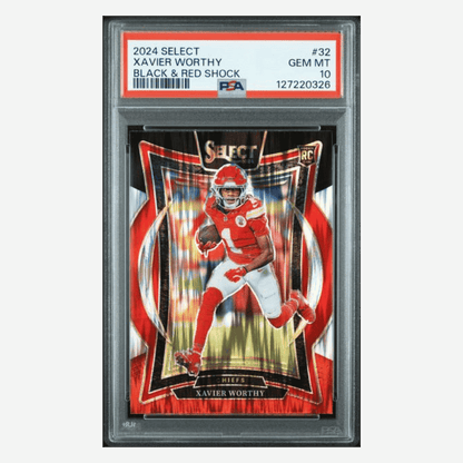 Xavier Worthy PSA 10 2024 Panini Select Black & Red Shock Rookie RC Card #32