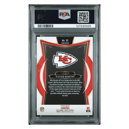 Xavier Worthy PSA 10 2024 Panini Select Black & Red Shock Rookie RC Card #32