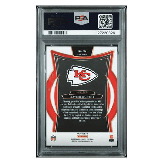 Xavier Worthy PSA 10 2024 Panini Select Black & Red Shock Rookie RC Card #32