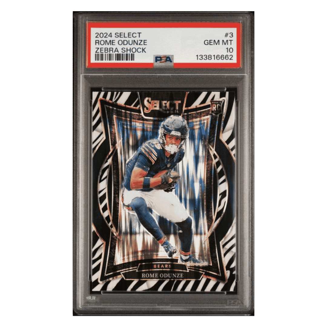Rome Odunze PSA 10 2024 Panini Select Zebra Shock Rookie RC Case Hit Card #3
