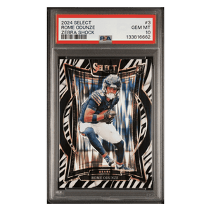 Rome Odunze PSA 10 2024 Panini Select Zebra Shock Rookie RC Case Hit Card #3