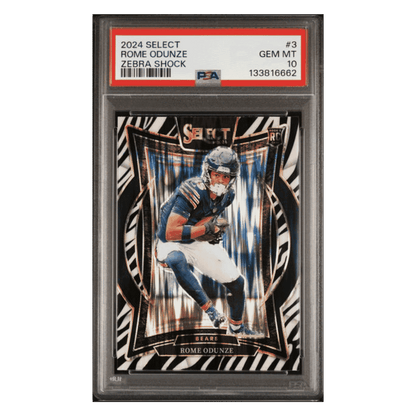 Rome Odunze PSA 10 2024 Panini Select Zebra Shock Rookie RC Case Hit Card #3