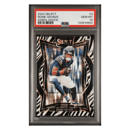 Rome Odunze PSA 10 2024 Panini Select Zebra Shock Rookie RC Case Hit Card #3