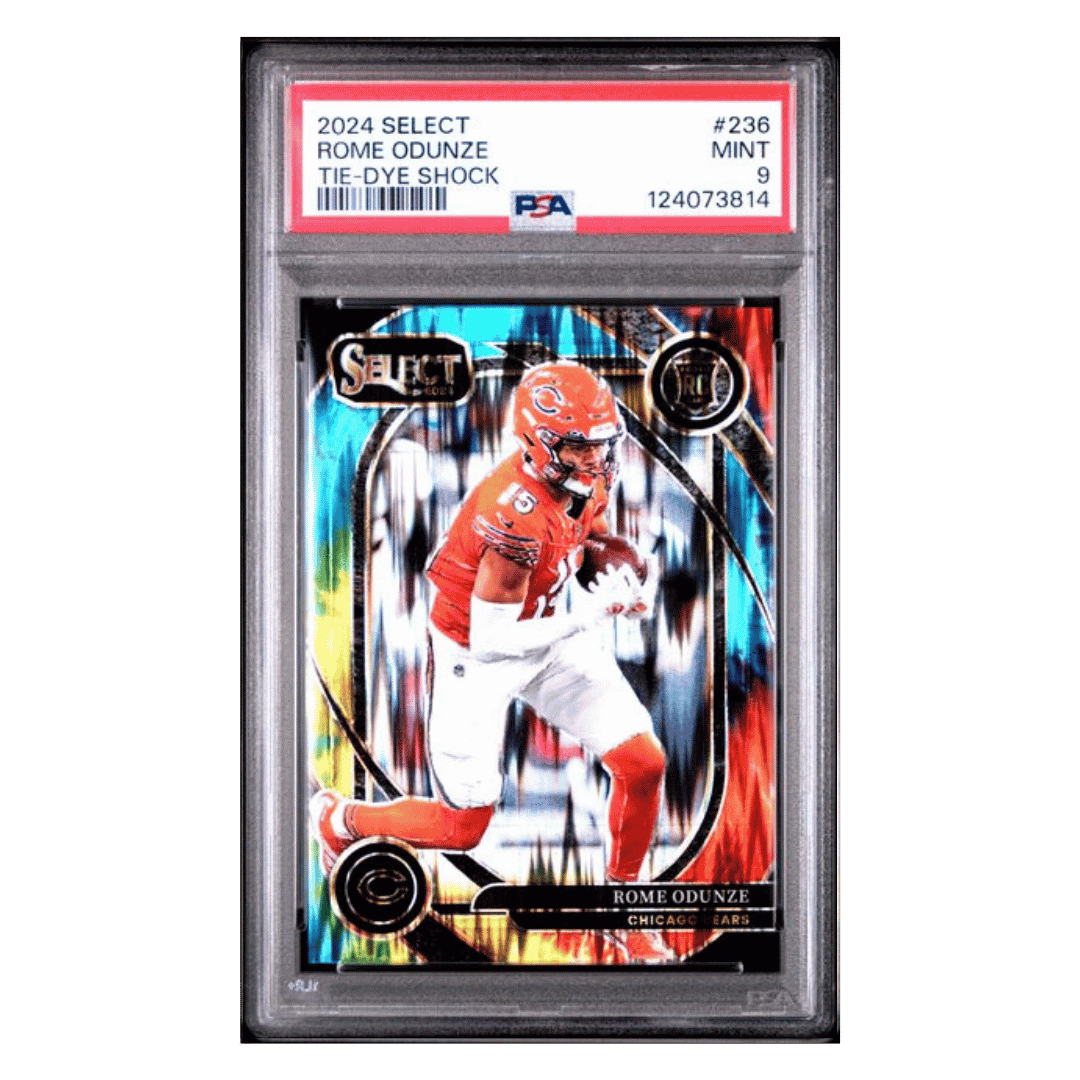 Rome Odunze PSA 9 2024 Panini Select Tie-Dye Shock Rookie RC #d/ 25 Card #236