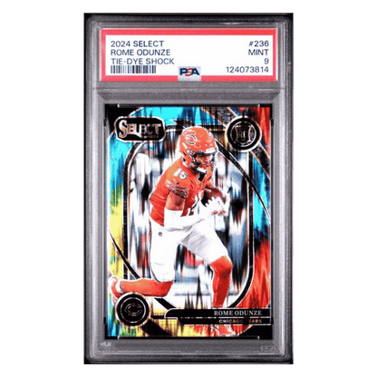 Rome Odunze PSA 9 2024 Panini Select Tie-Dye Shock Rookie RC #d/ 25 Card #236