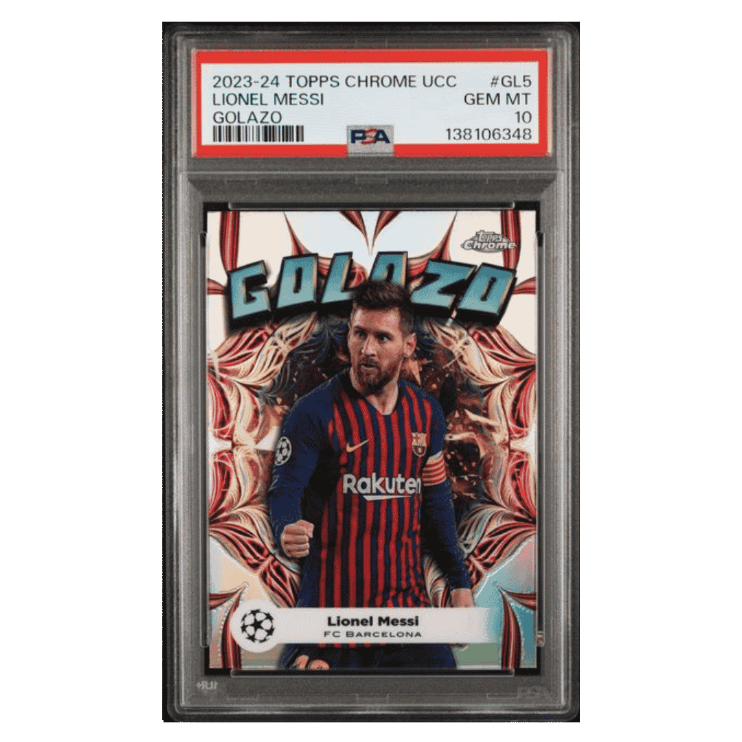 Lionel Messi PSA 10 2023-24 Topps Chrome UEFA Club Competitions Golazo Card #GL5
