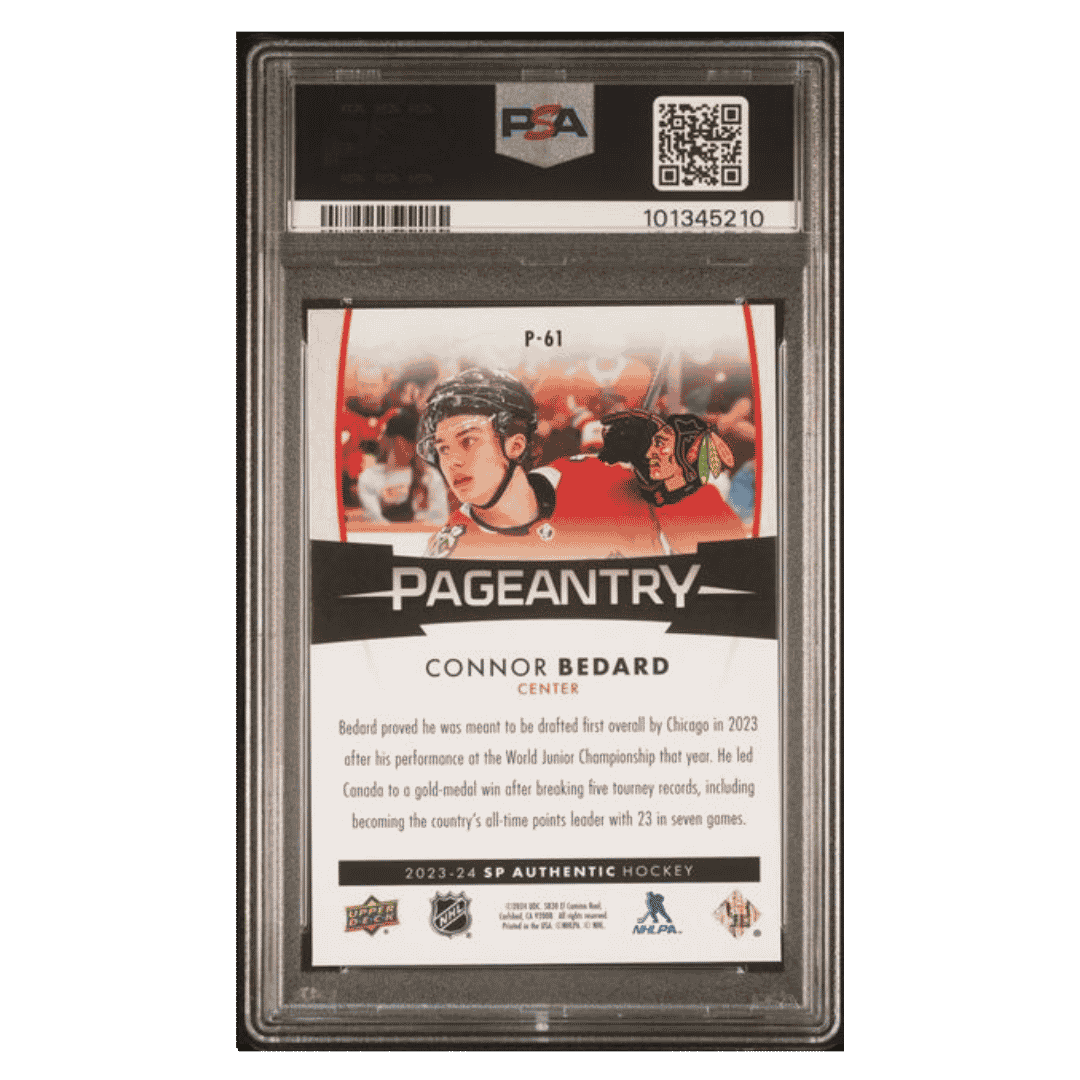 Connor Bedard PSA 10 2023 Upper Deck SP Authentic Pageantry Card #P61