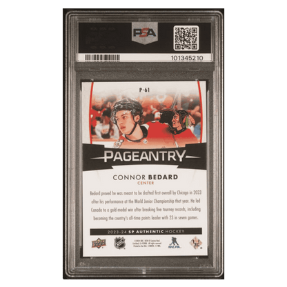 Connor Bedard PSA 10 2023 Upper Deck SP Authentic Pageantry Card #P61