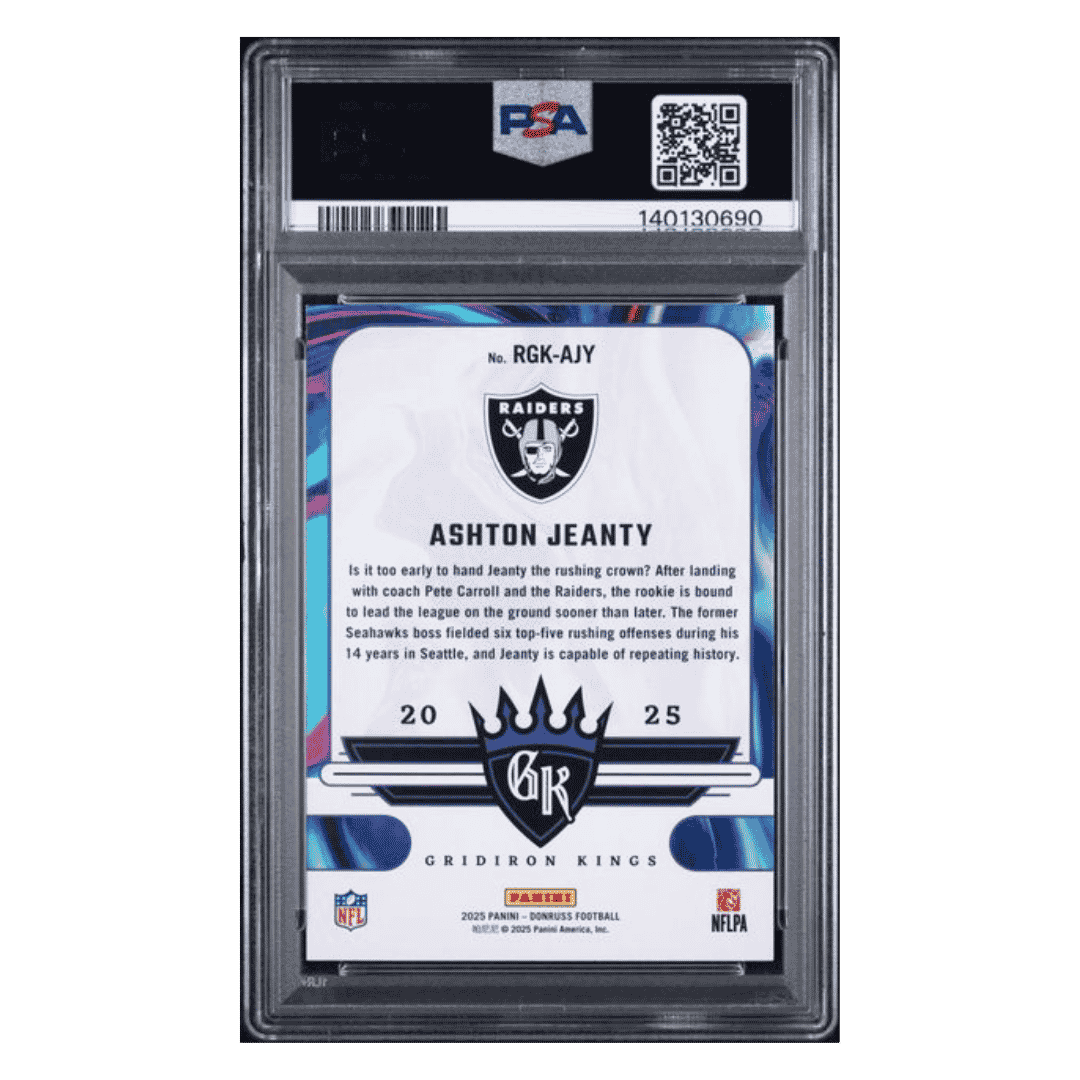 Ashton Jeanty PSA 10 2025 Panini Donruss Rookie Gridiron Kings Card #RGK-AJY