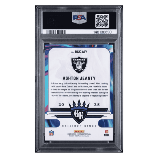 Ashton Jeanty PSA 10 2025 Panini Donruss Rookie Gridiron Kings Card #RGK-AJY