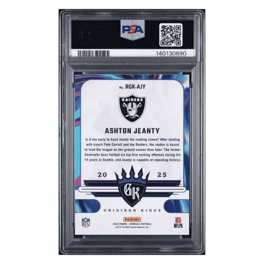 Ashton Jeanty PSA 10 2025 Panini Donruss Rookie Gridiron Kings Card #RGK-AJY