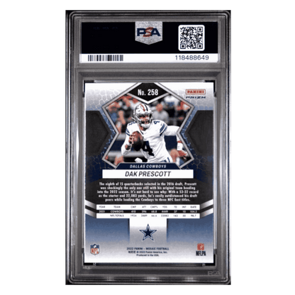 Dak Prescott PSA 10 2022 Panini Mosaic Blue Sparkle Card #258