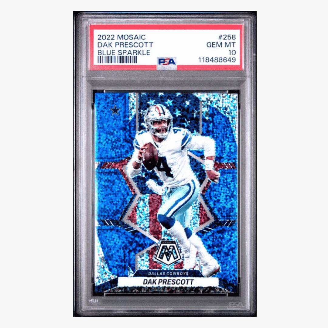 Dak Prescott PSA 10 2022 Panini Mosaic Blue Sparkle Card #258