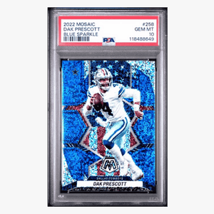 Dak Prescott PSA 10 2022 Panini Mosaic Blue Sparkle Card #258