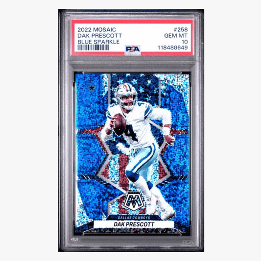 Dak Prescott PSA 10 2022 Panini Mosaic Blue Sparkle Card #258