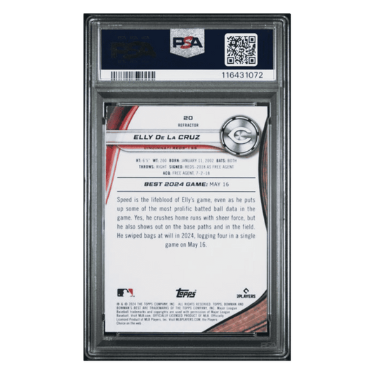 Elly De La Cruz PSA 10 2024 Bowman's Best Refractor Rookie RC Card #20