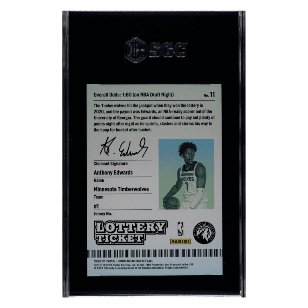 Anthony Edwards SGC 10 2020-21 Panini Contenders Lottery Ticket Card #11