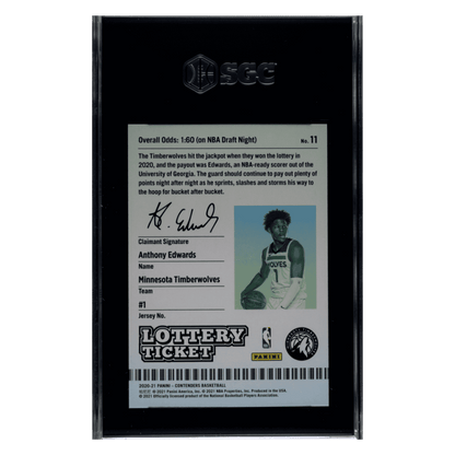 Anthony Edwards SGC 10 2020-21 Panini Contenders Lottery Ticket Card #11
