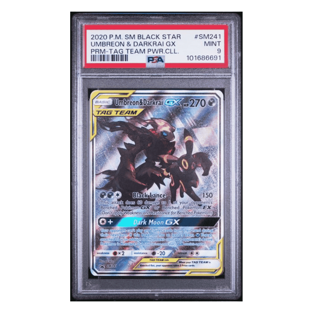 Umbreon & Darkrai GX PSA 9 2020 Pokemon Sun & Moon Black Star Promo - Tag Team Powers Collection Card #SM241