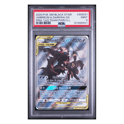 Umbreon & Darkrai GX PSA 9 2020 Pokemon Sun & Moon Black Star Promo - Tag Team Powers Collection Card #SM241