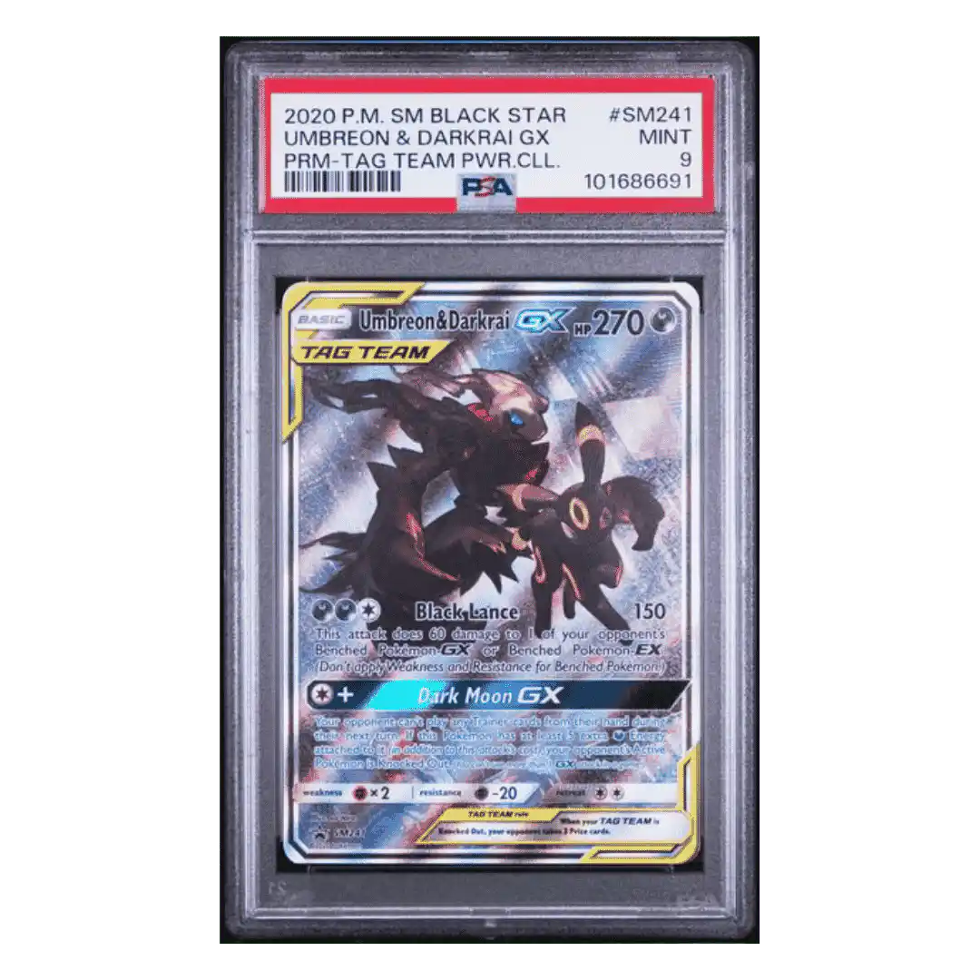 Umbreon & Darkrai GX PSA 9 2020 Pokemon Sun & Moon Black Star Promo - Tag Team Powers Collection Card #SM241