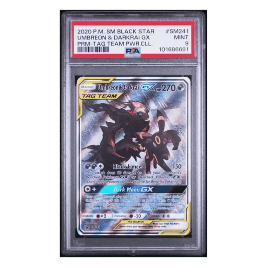 Umbreon & Darkrai GX PSA 9 2020 Pokemon Sun & Moon Black Star Promo - Tag Team Powers Collection Card #SM241