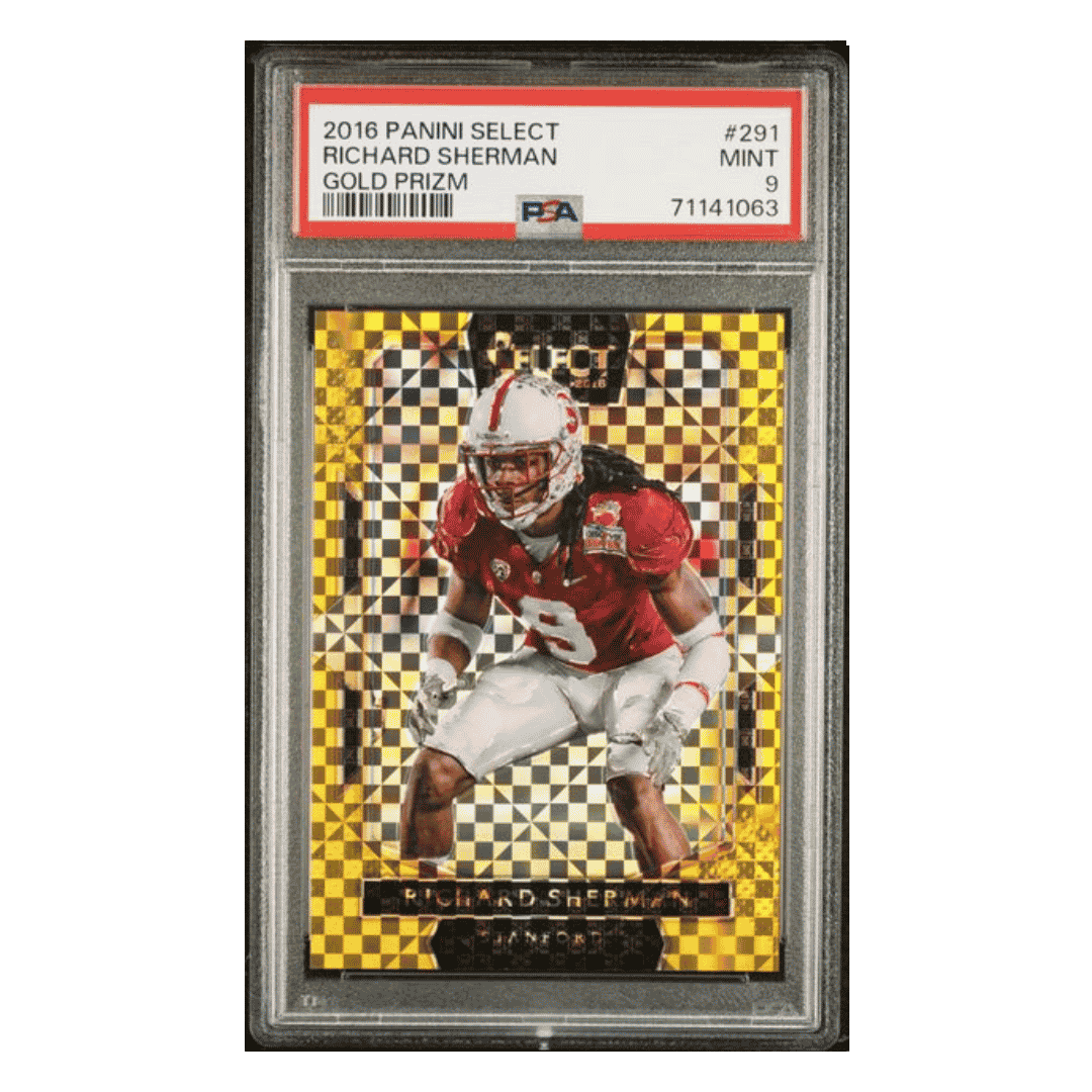 Richard Sherman PSA 9 2016 Panini Select Gold Prizm #d/ 10 Card #291