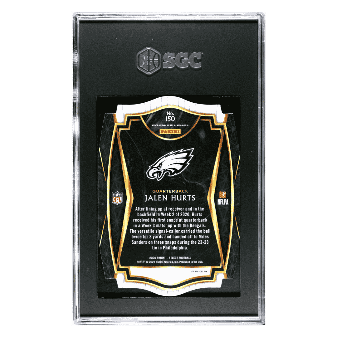 Jalen Hurts SGC 9 2020 Panini Select Red Die- Cut Prizm Card #150