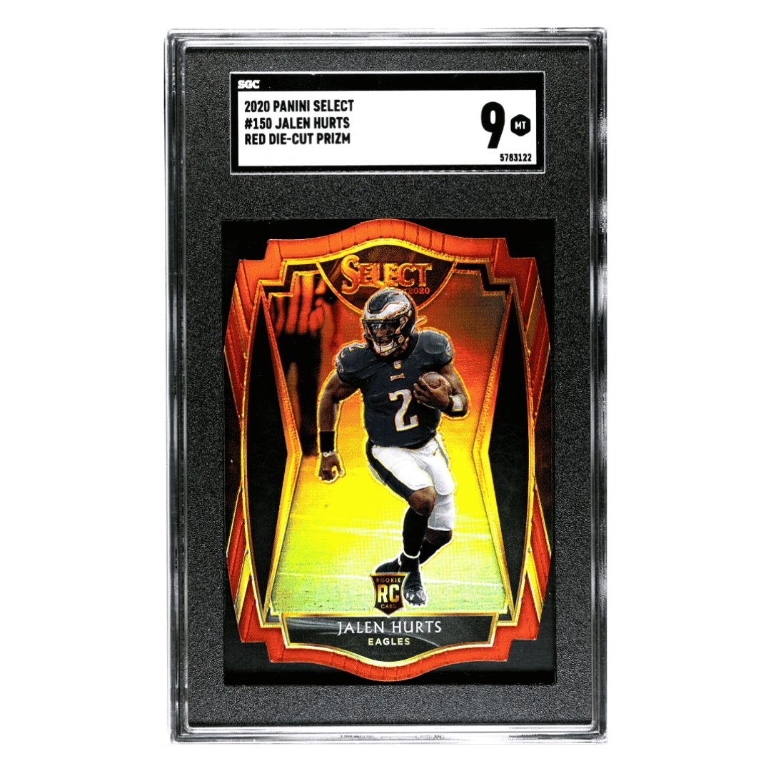 Jalen Hurts SGC 9 2020 Panini Select Red Die- Cut Prizm Card #150