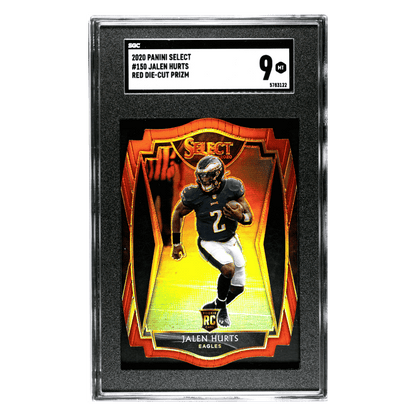 Jalen Hurts SGC 9 2020 Panini Select Red Die- Cut Prizm Card #150