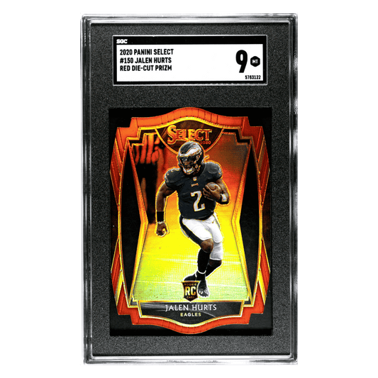 Jalen Hurts SGC 9 2020 Panini Select Red Die- Cut Prizm Card #150