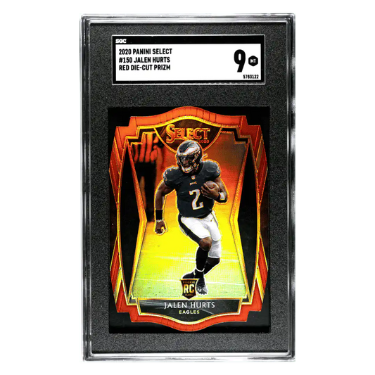 Jalen Hurts SGC 9 2020 Panini Select Red Die- Cut Prizm Card #150
