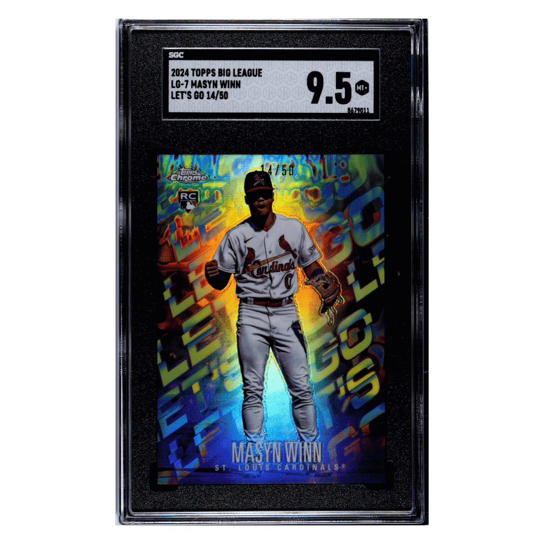 Masyn Winn SGC 9.5 2024 Topps Big League Let's Go Rookie RC #d/50 Card #LG-7