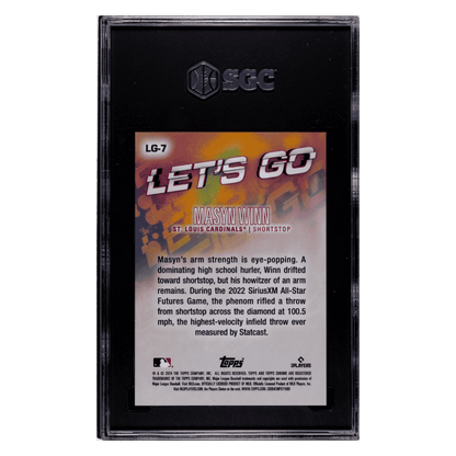 Masyn Winn SGC 9.5 2024 Topps Big League Let's Go Rookie RC #d/50 Card #LG-7