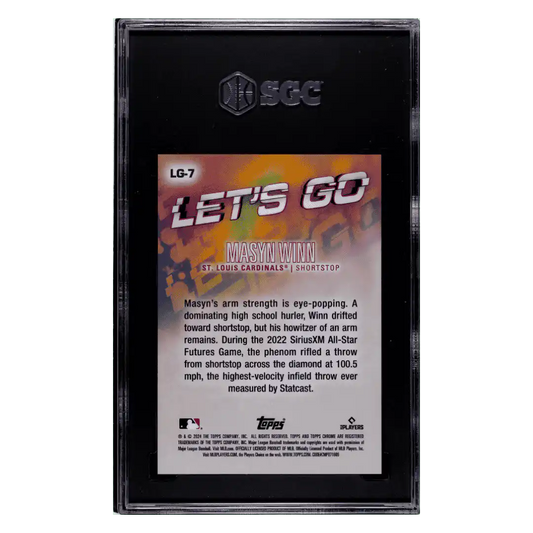 Masyn Winn SGC 9.5 2024 Topps Big League Let's Go Rookie RC #d/50 Card #LG-7