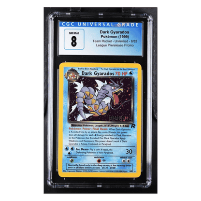 Dark Gyarados PSA 8 1999 Pokemon Team Rocket - Unlimited - League Prerelease Promo Card #8/82