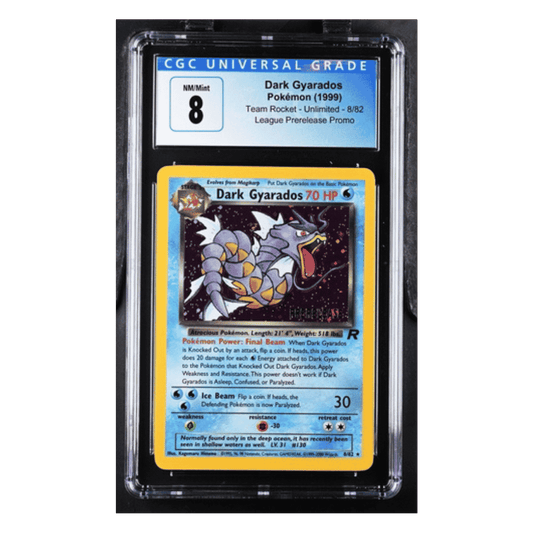 Dark Gyarados PSA 8 1999 Pokemon Team Rocket - Unlimited - League Prerelease Promo Card #8/82