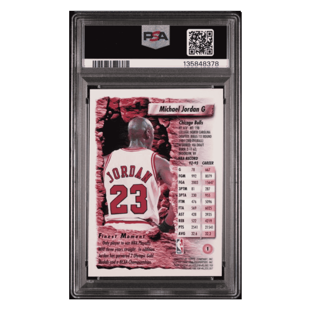 Michael Jordan PSA 6 1993 Topps Finest Card #1
