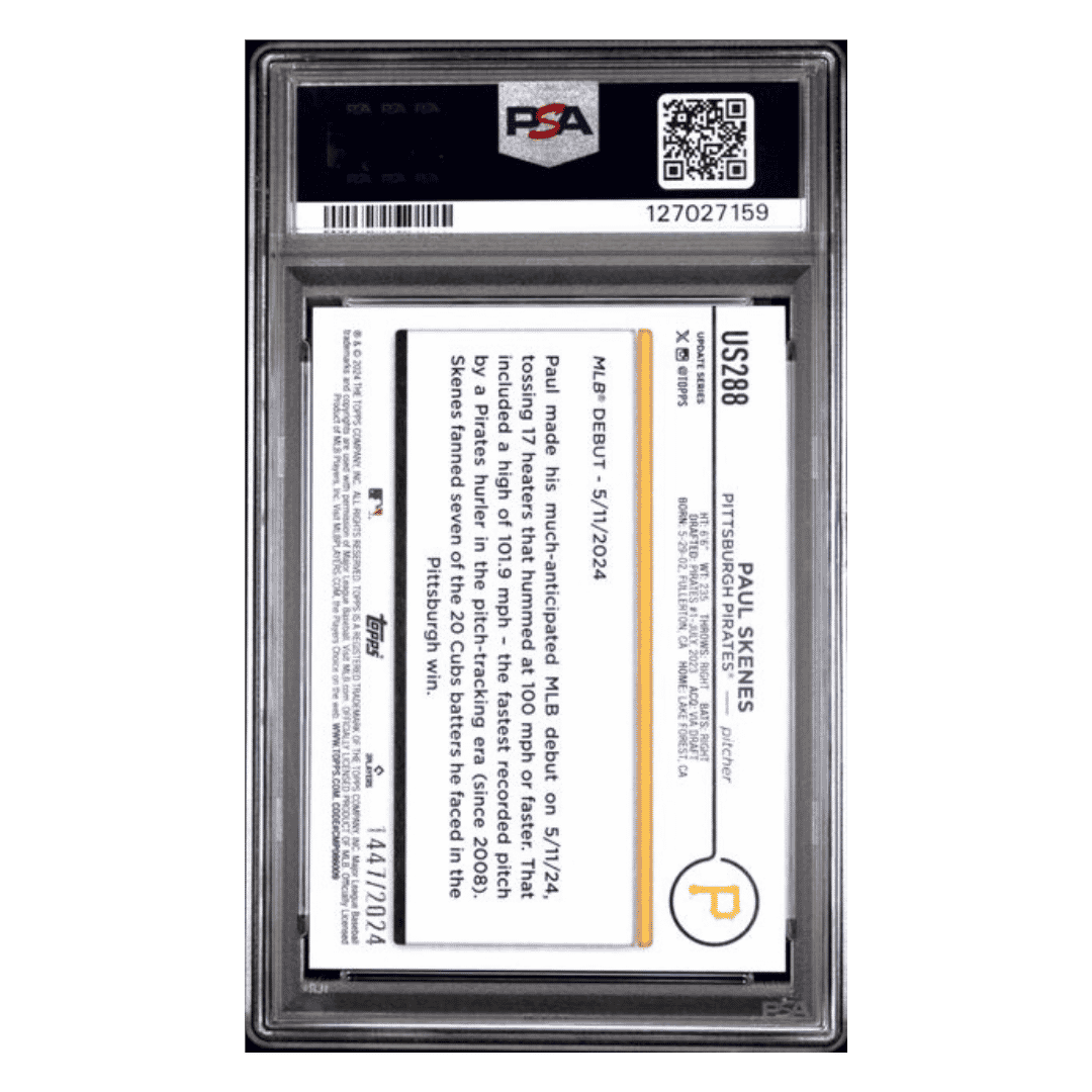 Paul Skenes PSA 10 2024 Topps Update Gold Rookie RC #d/ 2024 Card #US288