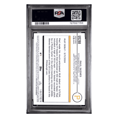 Paul Skenes PSA 10 2024 Topps Update Gold Rookie RC #d/ 2024 Card #US288