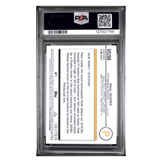 Paul Skenes PSA 10 2024 Topps Update Gold Rookie RC #d/ 2024 Card #US288
