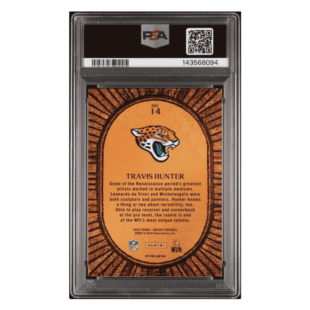 Travis Hunter PSA 10 2025 Panini Mosaic Micro Mosaic Rookie RC Case Hit Card #14