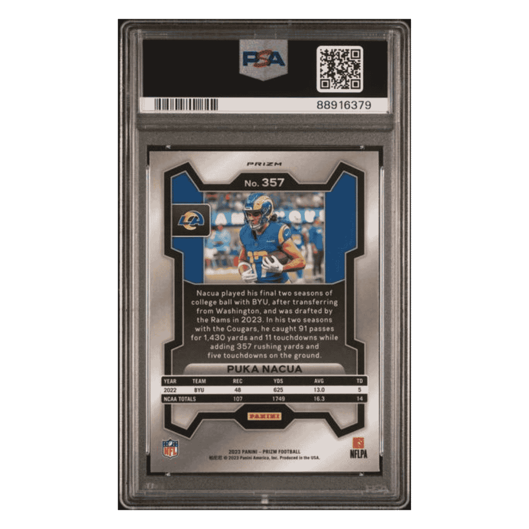 Puka Nacua PSA 10 2023 Panini Prizm Black & White Checker Rookie RC Card #357