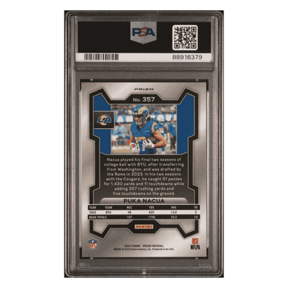 Puka Nacua PSA 10 2023 Panini Prizm Black & White Checker Rookie RC Card #357